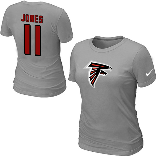 Nike Atlanta Falcons #11 Julio Jones Name & Number Women's NFL T-Shirt - Grey